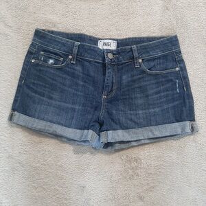 PAIGE Women's Dark Blue Jean Shorts
